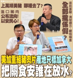 國民黨：「美加重組豬肉片 產地只標加拿大 把關食安誰在放水？」