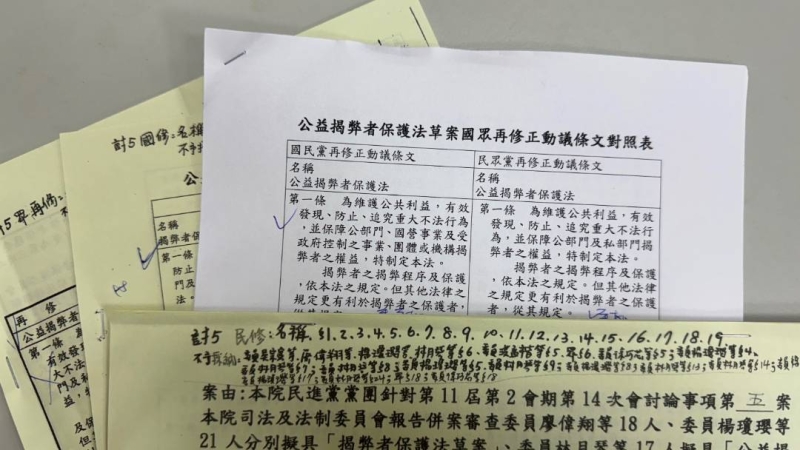 公益揭弊者保護法》三讀　公部門先行保障揭弊者工作權、明定獎懲