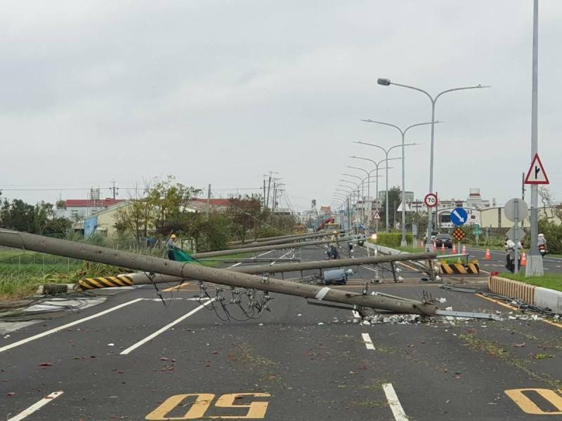 丹娜絲襲台！2454支電桿倒成「骨牌」史上最嚴重