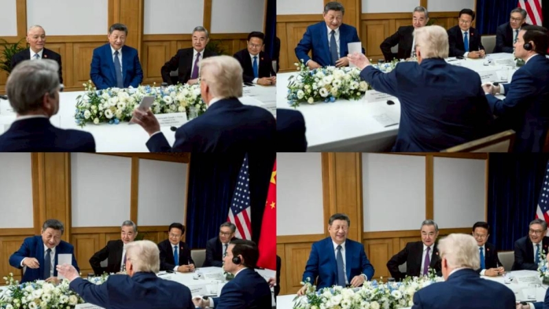 白宮發布新照「川普秀卡片習近平笑瞇了眼」　網友好奇：上面寫了什麼？